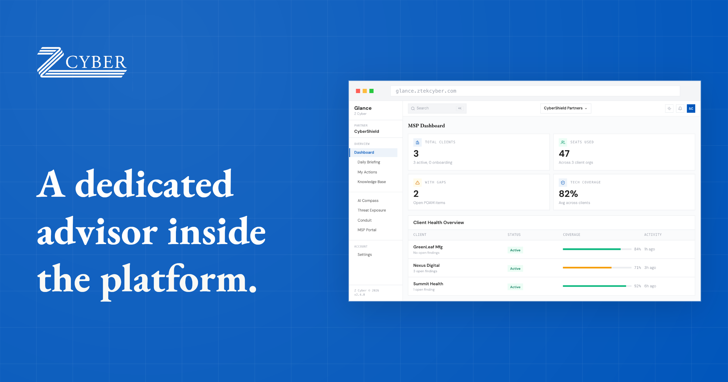 Dedicated Advisor Executive Advisory: vCISO Embedded in an AI-Native GRC Platform | Z Cyber